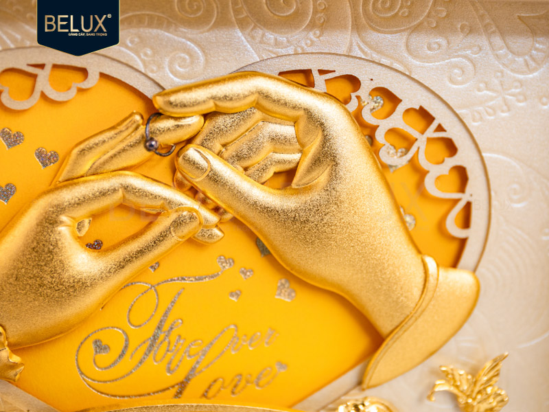 Tranh Quà Tặng Ngày Cưới dát vàng 24k- 25x20 cm